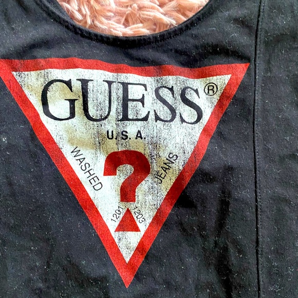Original Guess Bodysuit, Black, Red, White. Deep lunge dip in front. Size S - Picture 2 of 3